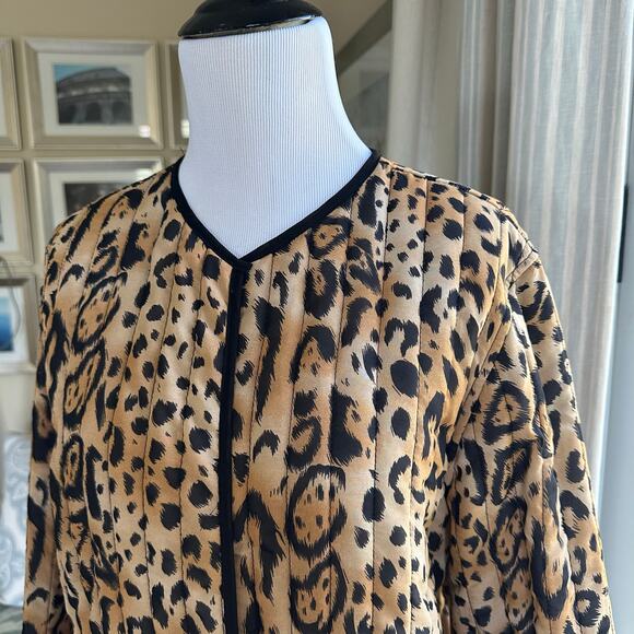 Leopard Print Quilted Open Front Blazer Size L Morgan Cole - Picture 3 of 14